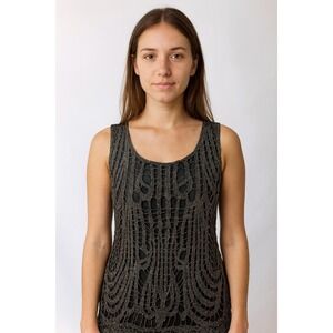 89th Madison black crochet‎ silver metallic overlay grunge vamp glam fairy tank